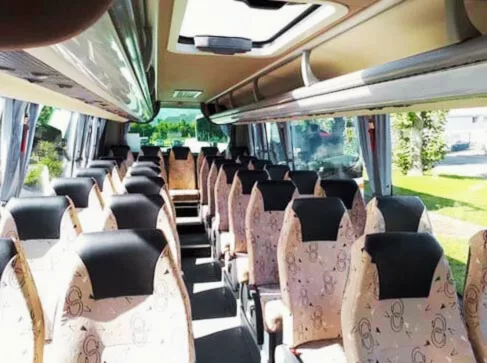 Interior of a 33 seater coach in Lourdes