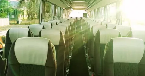 Interior of a 57 seater bus in Lourdes